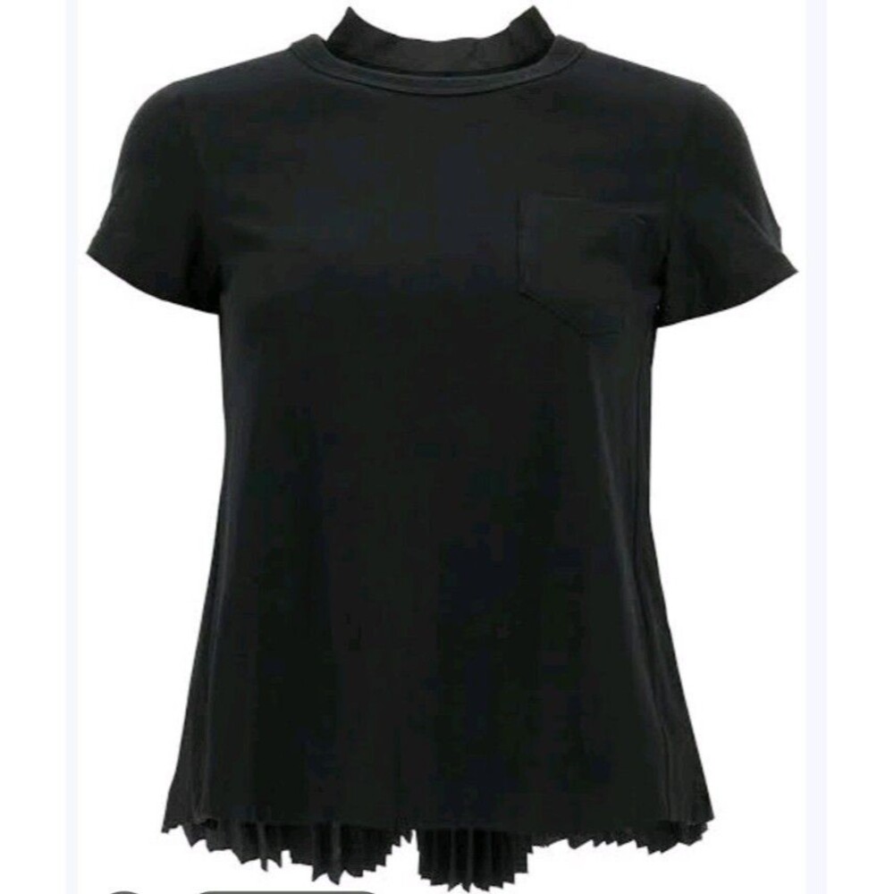 SACAI Pleated Back t-shirt In Black Cotton Size 2 MRSP 410$